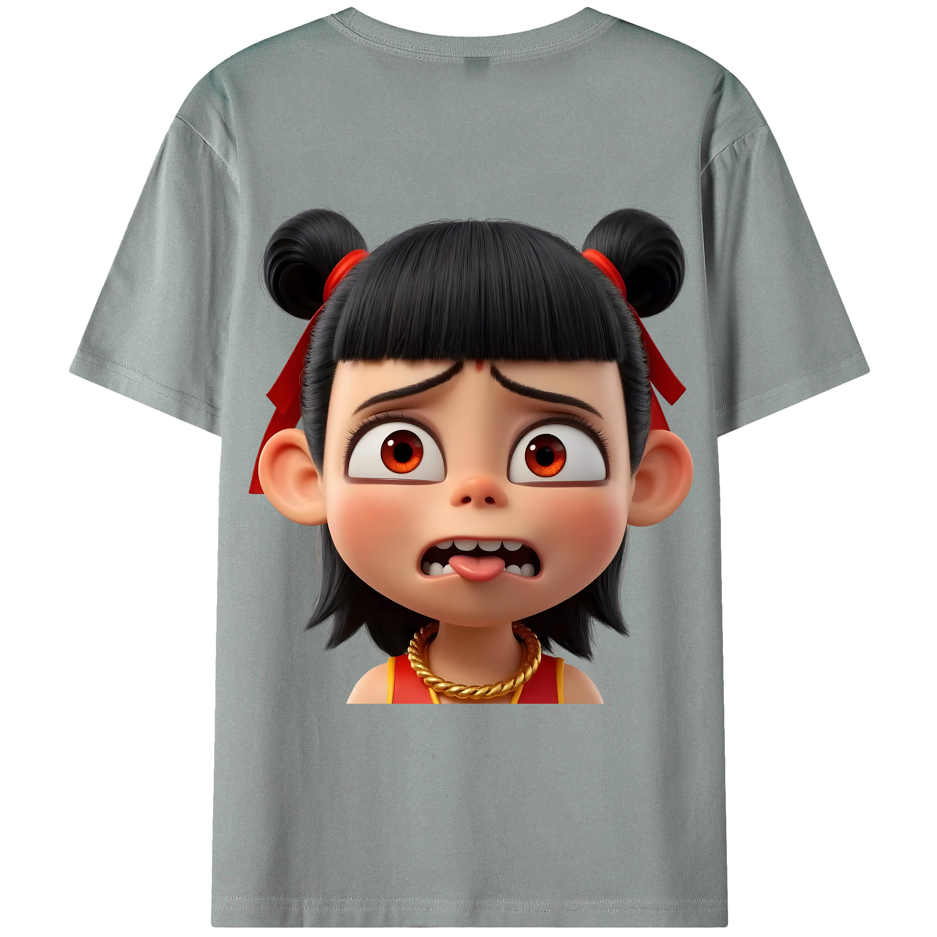 （画像用） Ne Zha 2 ナタ 魔童の大暴れ 綿100％ メンズ半袖Tシャツ（バックプリント） 通気性